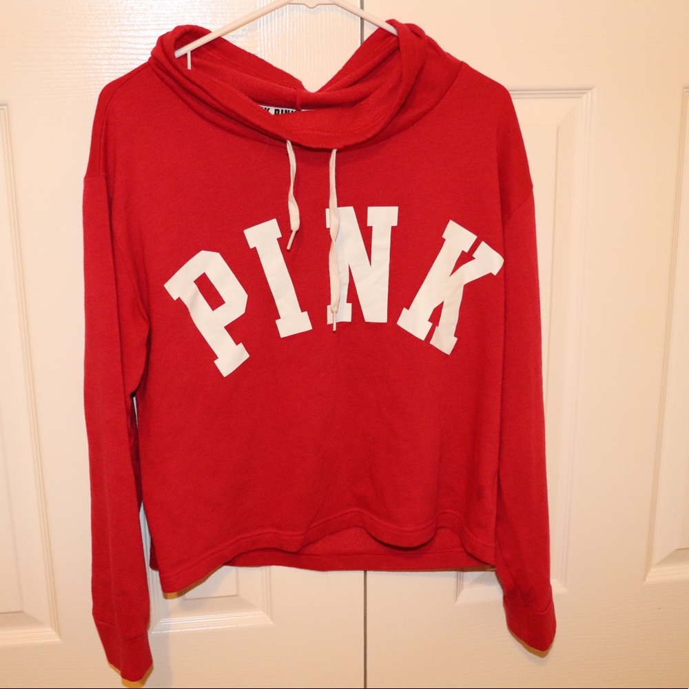 VS PINK Red Cowl Neck Pullover